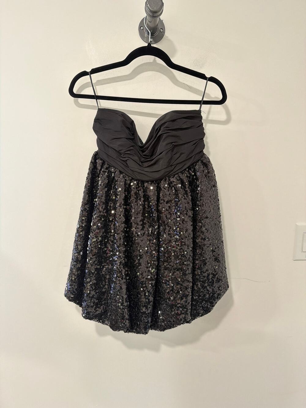 LoveShackFancy Sequin Mini Dress Black Back Tie Size 4